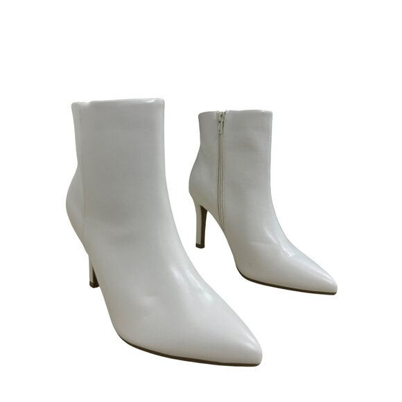Sugar White Pointed Toe Ankle Boots Heel Shoes NEW Size 7.5 - Picture 1 of 7